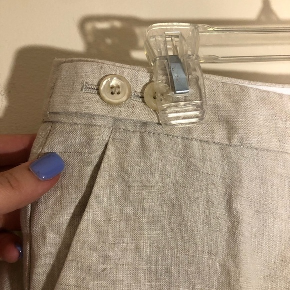 Talbots Windsor Linen Wide Leg Cream/Tan Pants 6P - Picture 5 of 11